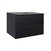 Тумба подвесная Qtap Tern 700х476х469 Matt black со столешницей и полотенцедержателем QT1774TPЛ702G (QT1779TPL702MB)