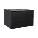 Тумба подвесная Qtap Tern 800х476х469 Matt black со столешницей и полотенцедержателем QT1773TNЛ802G (QT1779TPL802MB)
