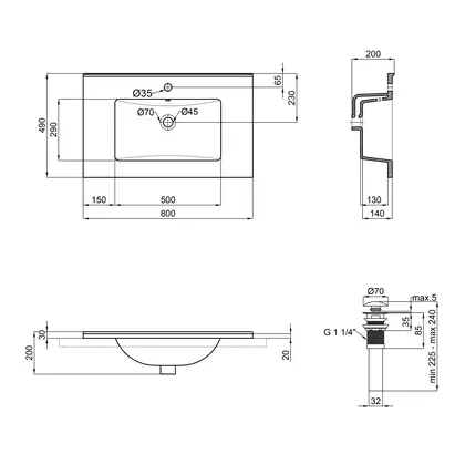 Раковина Qtap Albatross E49 800х490х200 White с донным клапаном QT01119080E49W Раковина Qtap Albatross E49 800х490х200 White с донным клапаном QT01119080E49W