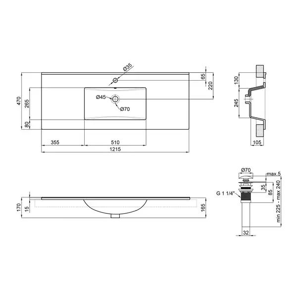Раковина Qtap Albatross E 1200х460х180 White с донным клапаном QT01119120EW Раковина Qtap Albatross E 1200х460х180 White с донным клапаном QT01119120EW