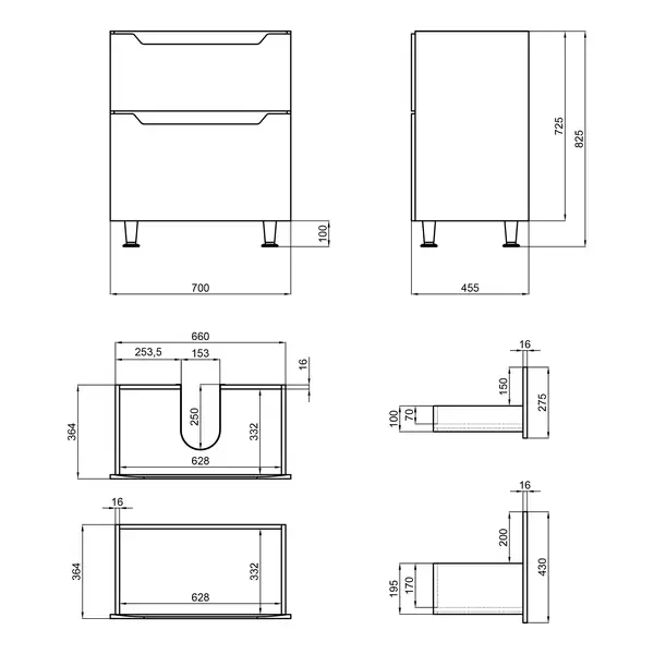Тумба напольная Qtap Scorpio 710х825х460 Graphite QT1473TNВ702G Тумба напольная Qtap Scorpio 710х825х460 Graphite QT1473TNВ702G