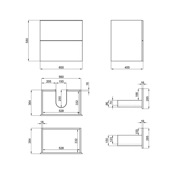 Тумба подвесная Qtap Tern 600х580х437 Matt black с полотенцедержателем QT1774TPL602MB Тумба подвесная Qtap Tern 600х580х437 Matt black с полотенцедержателем QT1774TPL602MB