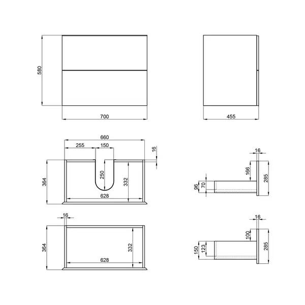 Тумба подвесная Qtap Tern 700х580х437 Matt black с полотенцедержателем QT1774TPL702MB Тумба подвесная Qtap Tern 700х580х437 Matt black с полотенцедержателем QT1774TPL702MB