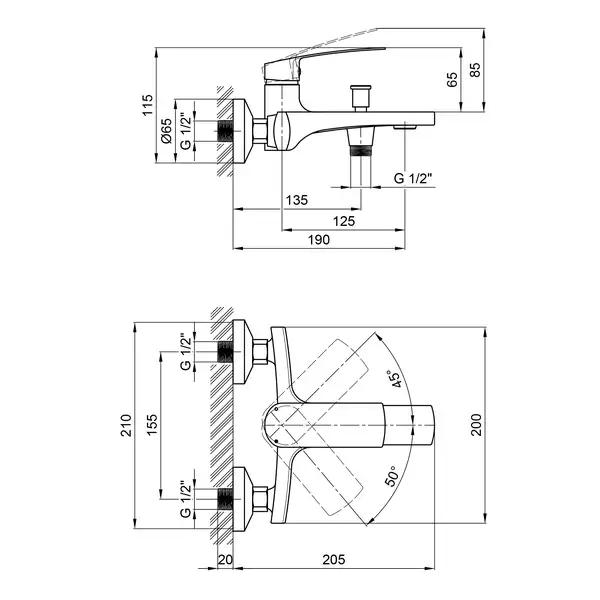 Змішувач для ванни Qtap Kralovice 3029103DC (QTKRL3029103DC)