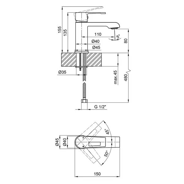 Смеситель для раковины Qtap Tern 1061102C (QTTER1061102C)