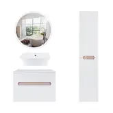 Комплект мебели для ванной Qtap Virgo тумба + раковина + зеркало + пенал QT044VI43000