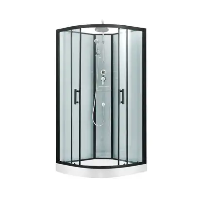 Набор Lidz душевой бокс Majatek SB90x90.BLA.LOW.TR, стекло прозрачное 5 мм + поддон Kupala (LMSB9090BLALOWTR2SET)