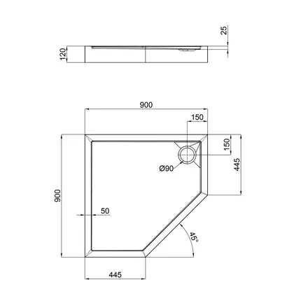 Qtap Diamond Душовий піддон 90x90x12 см, білий (309912) (DIAMOND309912)