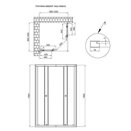 Душевая кабина Qtap Pisces BLA109-11SC5 90-105x90-105 см, стекло Clear 5 мм без поддона (PISBLA10911SC5)