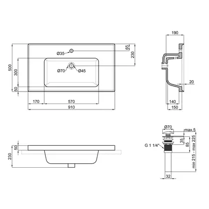 Раковина Qtap Albatross A 900х500х230 White с донным клапаном QT01115090AW Раковина Qtap Albatross A 900х500х230 White с донным клапаном QT01115090AW