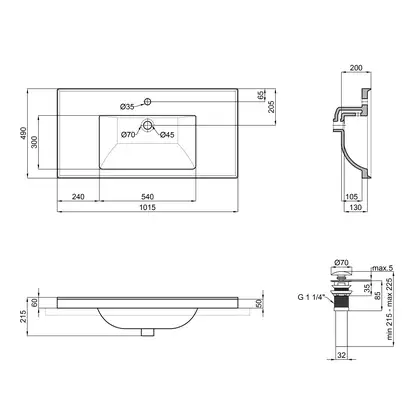 Раковина Qtap Albatross 5C 1000х480х210 White с донным клапаном QT01115100CW Раковина Qtap Albatross 5C 1000х480х210 White с донным клапаном QT01115100CW