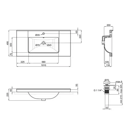 Раковина Qtap Albatross Q 1000х480х230 White с донным клапаном QT01115100QW Раковина Qtap Albatross Q 1000х480х230 White с донным клапаном QT01115100QW