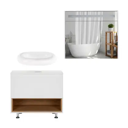 Комплект мебели для ванной Qtap Robin тумба + раковина + зеркальный шкаф QT044RO42977 Комплект мебели для ванной Qtap Robin тумба + раковина + зеркальный шкаф QT044RO42977