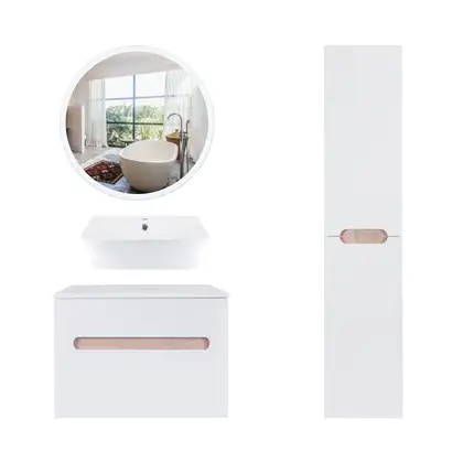 Комплект мебели для ванной Qtap Virgo тумба + раковина + зеркало + пенал QT044VI43000 Комплект мебели для ванной Qtap Virgo тумба + раковина + зеркало + пенал QT044VI43000