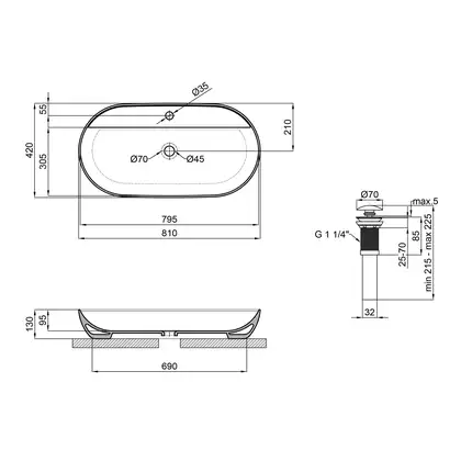 Раковина-чаша Qtap Scorpio 815х410х135 White с донным клапаном QT142203PW Раковина-чаша Qtap Scorpio 815х410х135 White с донным клапаном QT142203PW