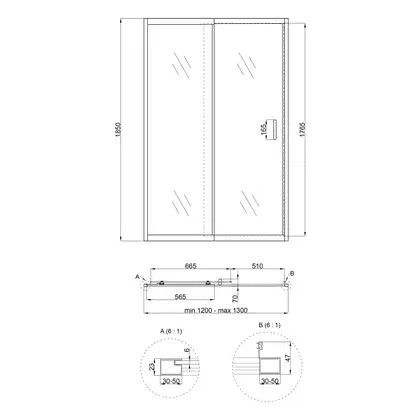Qtap Taurus Душові двері в нішу 120-130x185 см, хром (TAUCRM201213C6) Qtap Taurus Душові двері в нішу 120-130x185 см, хром (TAUCRM201213C6)