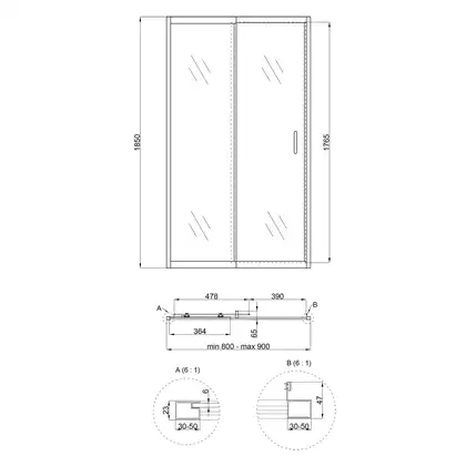 Душевая дверь в нишу Qtap Taurus CRM208-9.C6 80-90x185 см, стекло Clear 6 мм, покрытие CalcLess (TAUCRM2089C6) Душевая дверь в нишу Qtap Taurus CRM208-9.C6 80-90x185 см, стекло Clear 6 мм, покрытие CalcLess (TAUCRM2089C6)