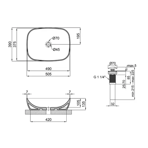 Раковина-чаша Qtap Cardinal 500х380х140 White с донным клапаном QT04117050TW
