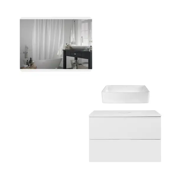 Комплект мебели для ванной Qtap Tern тумба + раковина + зеркало QT044VI43006 Комплект мебели для ванной Qtap Tern тумба + раковина + зеркало QT044VI43006