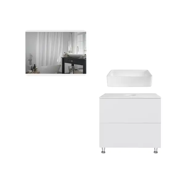 Комплект мебели для ванной Qtap Tern тумба + раковина + зеркало QT044VI43012 Комплект мебели для ванной Qtap Tern тумба + раковина + зеркало QT044VI43012