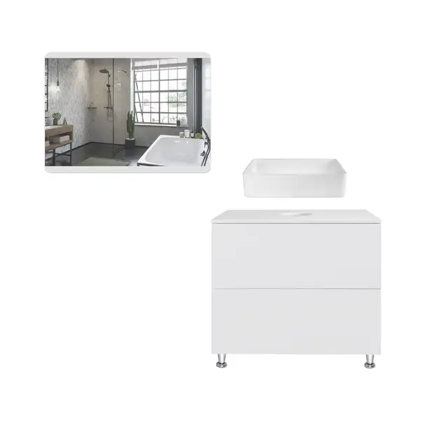 Комплект мебели для ванной Qtap Tern тумба + раковина + зеркало QT044VI43013 Комплект мебели для ванной Qtap Tern тумба + раковина + зеркало QT044VI43013