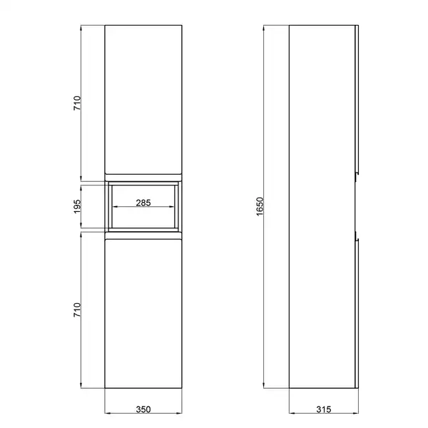 Пенал подвесной Qtap Robin 350х1650х316 White/Whitish oak QT1376PN1651LWWO