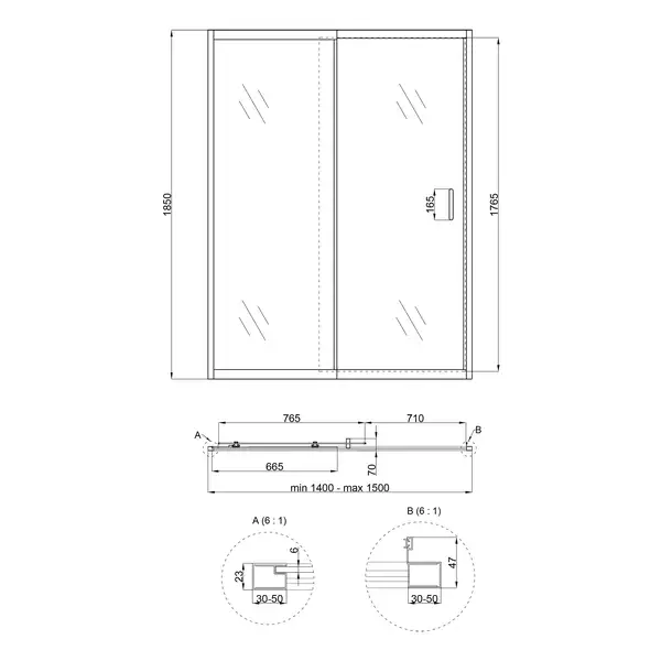 Душевая дверь в нишу Qtap Taurus CRM2014-15.C6 140-150x185 см, стекло Clear 6 мм, покрытие CalcLess (TAUCRM201415C6) Душевая дверь в нишу Qtap Taurus CRM2014-15.C6 140-150x185 см, стекло Clear 6 мм, покрытие CalcLess (TAUCRM201415C6)