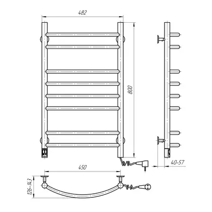 Navin Рушникосушарка Камелія 480х800 Sensor права з таймером 12-007033-4880 Navin Рушникосушарка Камелія 480х800 Sensor права з таймером 12-007033-4880