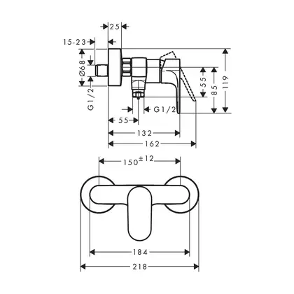 Hansgrohe Rebris Смеситель для душа, Matt Black (72640670) Hansgrohe Rebris Смеситель для душа, Matt Black (72640670)