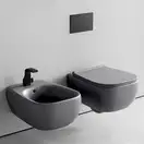 Унитаз подвесной Goclean® (безободковый) Flaminia Fluo с сиденьем Soft Close, цвет - Cenere opaco (матовый) FU118G+FUCW05 Cenere