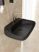 Раковина подвесная Flaminia Fluo 70 х 49 х h20 см, цвет - чёрный глянцевый FU70L Nero