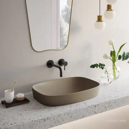 Раковина полувстраиваемая Catalano Green Lux Сolori 38 х 60 х h14 см, цвет - коричневый матовый 160AGRLXMS Раковина полувстраиваемая Catalano Green Lux Сolori 38 х 60 х h14 см, цвет - коричневый матовый 160AGRLXMS