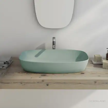 Раковина накладная на столешницу Catalano Green Lux Сolori 40 х 80 х h14 см, цвет - зелёный матовый 180APGRLXVS Раковина накладная на столешницу Catalano Green Lux Сolori 40 х 80 х h14 см, цвет - зелёный матовый 180APGRLXVS