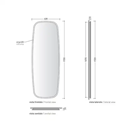 Зеркало с LED подсветкой Flaminia Flag 62 х h172 х 31 см FG172SPE