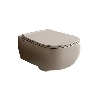 Унитаз подвесной Goclean® (безободковый) Flaminia Fluo с сиденьем Soft Close, цвет - Argilla opaco (матовый) FU118G+FUCW05 Argilla Унитаз подвесной Goclean® (безободковый) Flaminia Fluo с сиденьем Soft Close, цвет - Argilla opaco (матовый) FU118G+FUCW05 Argilla