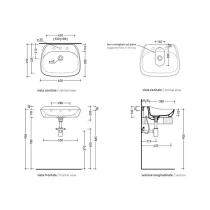 Раковина подвесная Flaminia Fluo 60 х 49 х h20 см, цвет - белый глянцевый FU60L Bianco Раковина подвесная Flaminia Fluo 60 х 49 х h20 см, цвет - белый глянцевый FU60L Bianco
