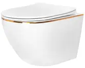 Подвесной унитаз REA CARLO WHITE MINI FLAT GOLD EDGE белый (REA-C1222)