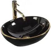 Умывальник (раковина) REA SOFIA BLACK GOLD EDGE накладной черный (REA-U3695)