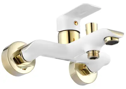 Смеситель для ванны REA BLOOM WHITE GOLD белый/золото настенный с изливом (REA-B9932)