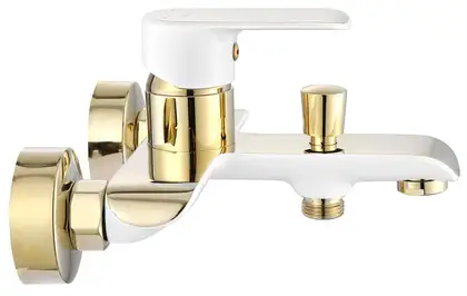 Смеситель для ванны REA BLOOM WHITE GOLD белый/золото настенный с изливом (REA-B9932)