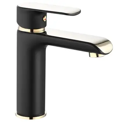 Смеситель для раковины (умывальника) REA  BLOOM BLACK GOLD низкий (REA-B9933)