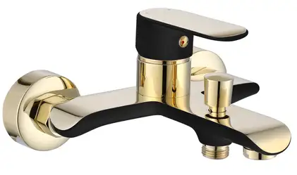 Смеситель для ванны и душа REA BLOOM BLACK GOLD настенный с изливом (REA-B9939)