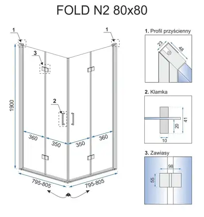 Душевая кабина REA FOLD N2 90х90 (REA-K9991)