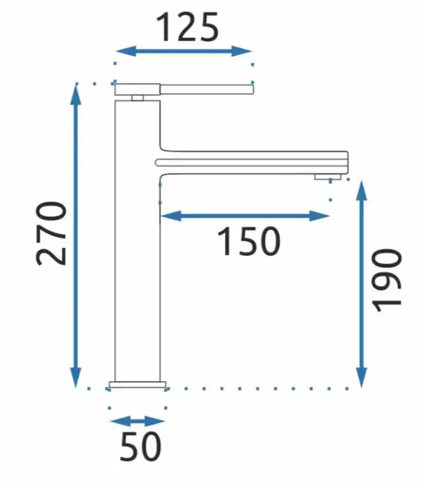 Смеситель для раковины (умывальника) REA OVAL BLACK черный высокий (REA-B6511)