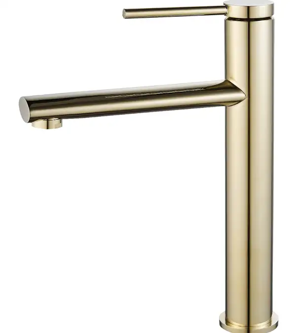 Смеситель для раковины (умывальника) REA OVAL GOLD золотой высокий (REA-B6513)