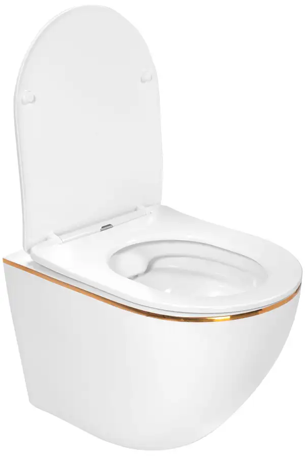 Подвесной унитаз REA CARLO WHITE MINI FLAT GOLD EDGE белый (REA-C1222)