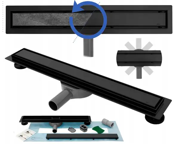 Трап для душа REA NEO PRO BLACK 2в1 черный 50 см (REA-G0999)