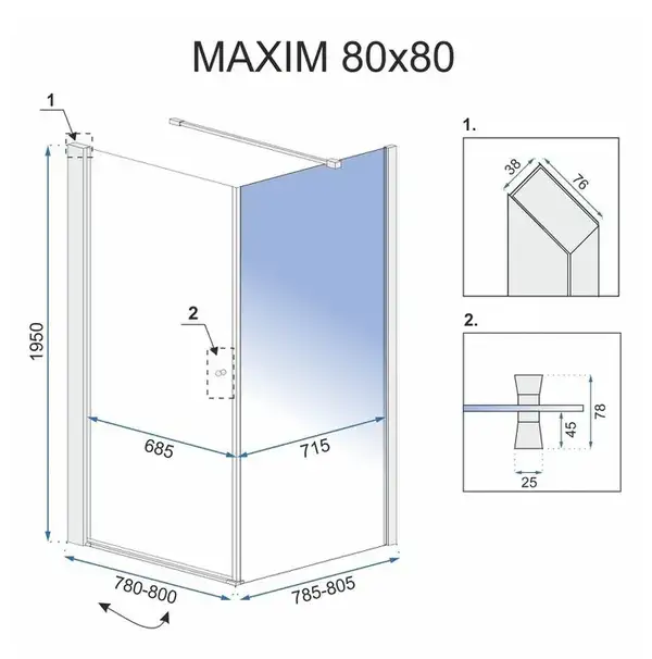 Душова кабіна REA MAXIM 80х80 P (REA-K0268) Душова кабіна REA MAXIM 80х80 P (REA-K0268)