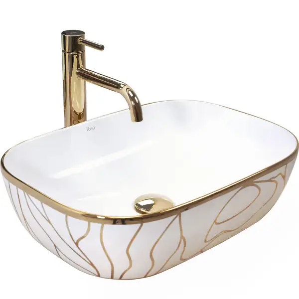 Умивальник (раковина) REA BELINDA WAVE WHITE GOLD накладний білий (REA-U8472)