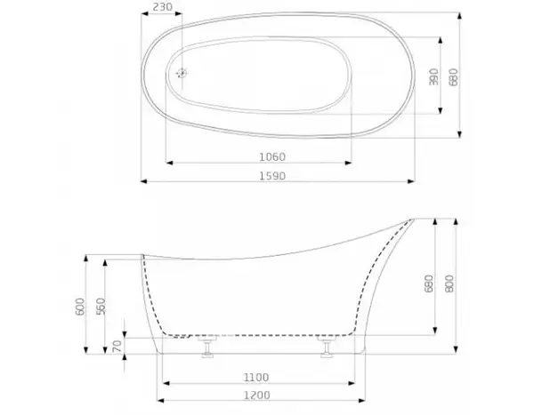 Ванна овальна Dignity 159x68, Roca (A24T441000) Ванна овальна Dignity 159x68, Roca (A24T441000)